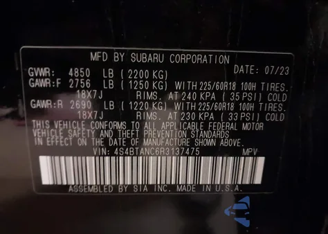 2024 Subaru Outback Limited z USA, uszkodzony, nr VIN 4S4BTANC6R3137475